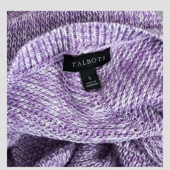 Talbots Shaker Stitch Sweater Pima Cotton Marled Purple Crew Neck Size Small - Picture 6 of 12
